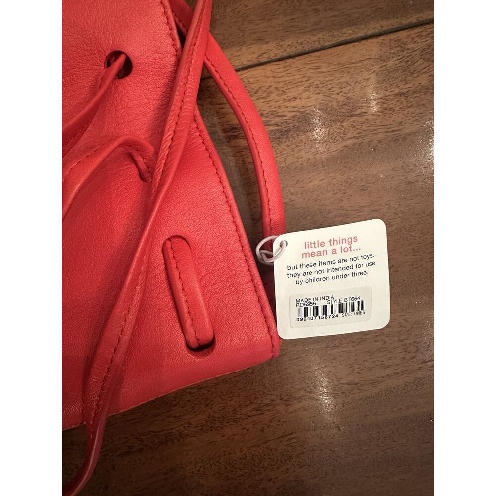 Crewcuts J. Crew Girls Red Mini Bucket Crossbody Bag 100% Sheep Leather New NWT - Picture 2 of 2